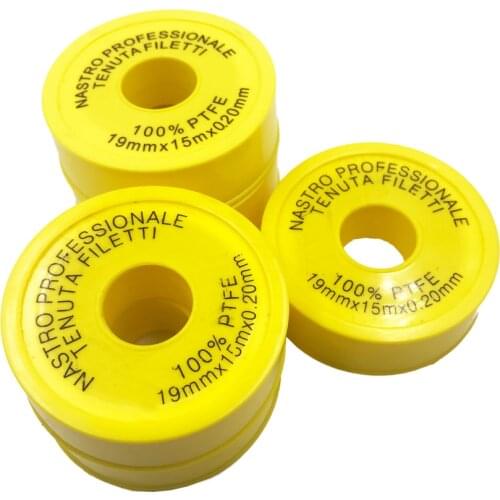 PTFE Industrial Sealant Tape, -190 to 370 Degree F Temperature Range, 15m Length, 19mm Width, 0.2mil thick , White, 20pcs