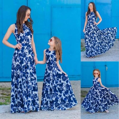 PUDCOCO Newest Family Matching Dress Mother Daughter Girls Floral Holiday Evening Party Long Maxi Dress Sundress 1PC