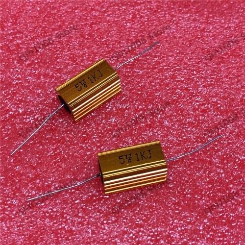 RX24-5W 1K Power Metal Shell Case Gold Aluminium Case Wirewound Resistor 5W1KJ 1000ohm 5% Automobile LED lamp resistors