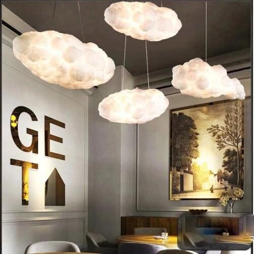 Modern Cloth Chandelier Ceiling White Cloud Pendant Lamp Soft Floating Cotton Cloud Hanging Light Led Home Decor Hanging Lamp