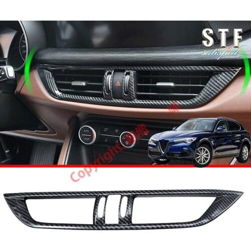 Carbon Fiber Style Interior Center Air-Condition Vent Outlet Cover Trim For Alfa Romeo Stelvio 2017 2018 2019