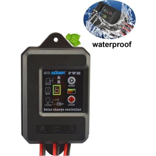 10A Waterproof Solar Charge Controller PWM Solar Panel Regulator for 12V/24V Solar Charging