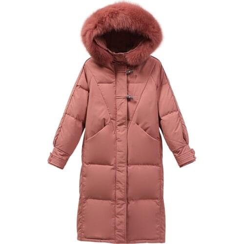 Women Winter Down Jackets 2021 New Women Winter Coat Long Large Fur Collar Thickening Warm Lambswool Parka Female Outerwea