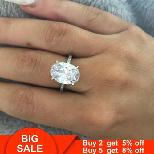 Fine ring 925 Sterling silver Oval cut 3ct AAAAA Cubic Zirconia Engagement Wedding Band Rings for women Bridal Jewelry Gift