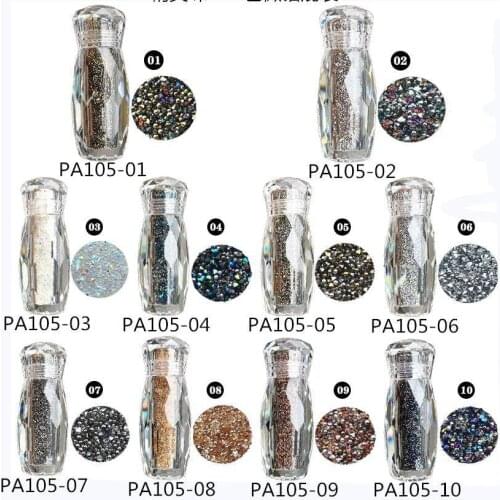 10 colors 1 Box Nail Art Beads Accessories Japanese Nail Charms Crystals beads 1.2-1.3mm Glass Micro Rhinestones SS-Mini Beads