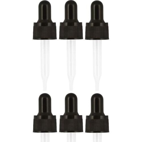 18/410 20/410 black plastic glass dropper cap for essential oil glass bottle massage oil essence bottles 5ml 10ml 15ml 20ml 30ml