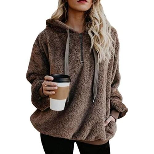 2018 Autumn Winter Warm Hoodie Faux Fur Fluffy Flannel Women Sweatshirts Oversize Casual Hooded Hoodies Female Pullover