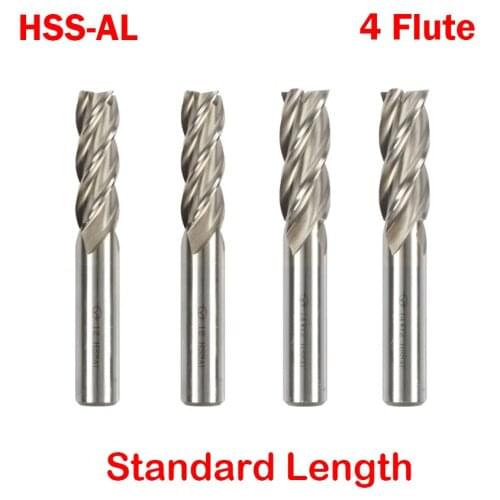 3.5mm 4mm 5mm 6mm 7mm 8mm Cutting Edge Diameter HSSAL 4 Flute Straight Shank Fully Ground Center Flat End Mill Milling Cutter