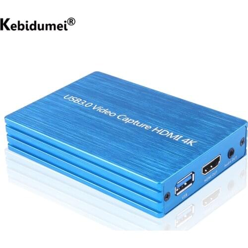 4K USB 3.0 Video Capture Card HDMI-compatible Video Grabber 3.5mm AUX Mic for OBS Capturing Gaming Live Streaming Broadcast