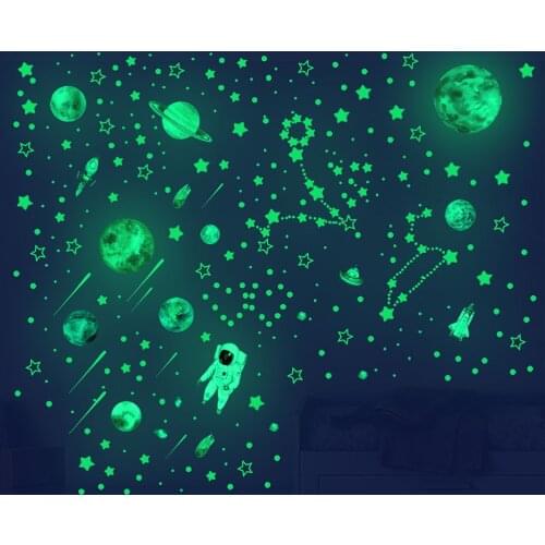 3D Luminous Glow Sticker Glow In The Dark Star Moon Planet Home Ceiling Decorative Bedroom Wall Stickers For Kids Baby Night
