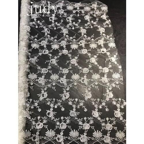 African fabric ZX08# White embroidered oval plaid wedding dress cloth for bridal wedding dress/sawing