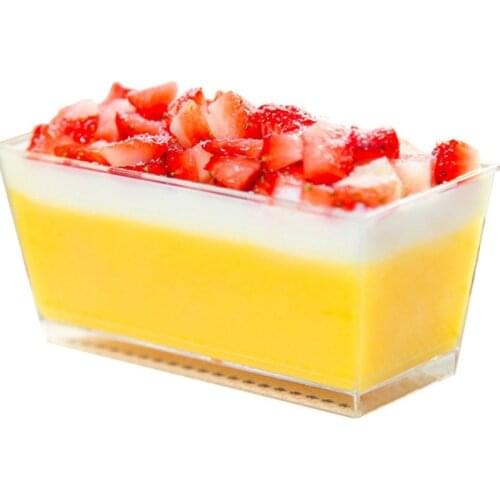 Promotion - Party Wedding Supplies, Disposable Plastic Tableware, 150ml Transparent Rectangular Dessert Appetizer Bowl, 10/Pack