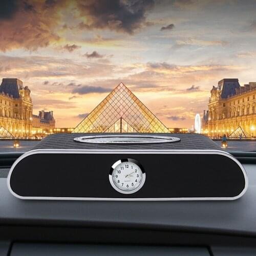 Car Tissue Box Car Clock Luxury Leather Auto Paper Box Multifunctional Clock Stop Sign Tissue Holder Universal