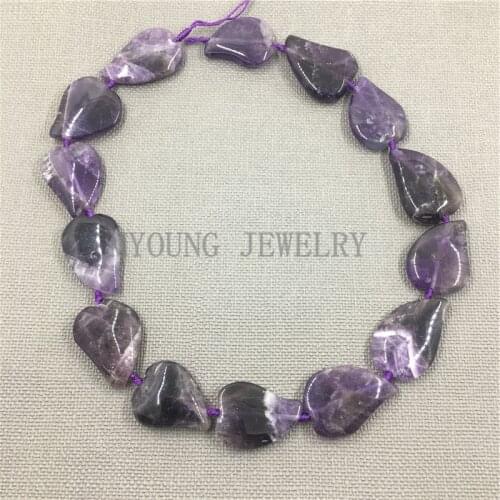 MY1126 Heart Shape Amethysts beads,Purple Crystal Loose beads 15'strand 14pcs