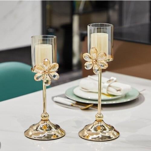 2 Size Elegant Candle crystal goblet Candle Candlestick Metal Base Craft large Glass Candles Wedding Candle Holders Decoration