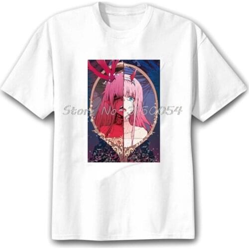 Harajuku Men Anime Unisex Tshirt Zero Two Darling In The Franxx Prints T-shirt Casual Original Comic Tee Anime Cotton Tshirt