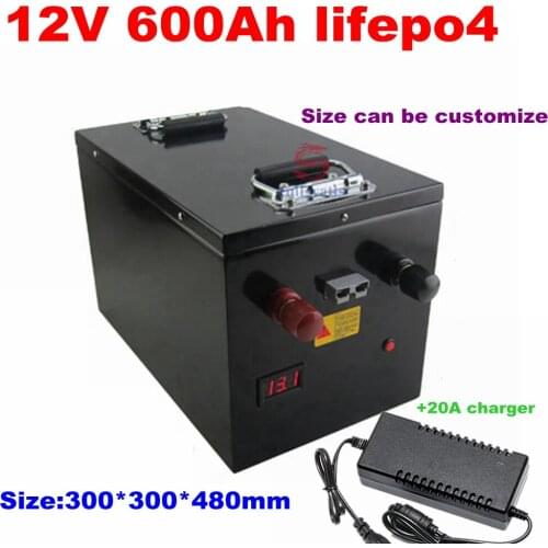 Lifepo4 12V 12.8V 600Ah lithium battery BMS 8S for Base station energy storage camper RV caravan inverter + 20A charger