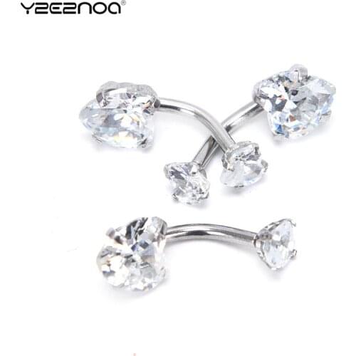 1PCS Surgical Steel Navel Belly Button Ring Barbell Zircon Heart Piercing Sexy Belly Bars Belly Button Rings Belly Piercing