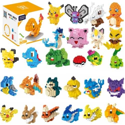 41 styles With Box Pokemon Building Blocks Small Cartoon Picachu Animal Model Education Game Graphics Legoed Pokemon Toys