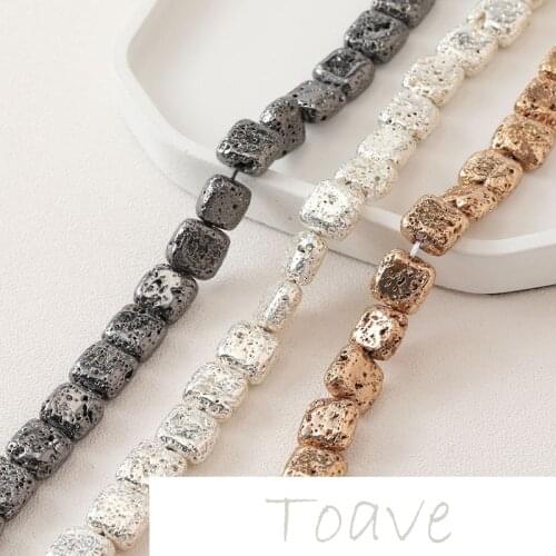Square volcanic rock material straight hole diy earrings diy hand-made material accessories