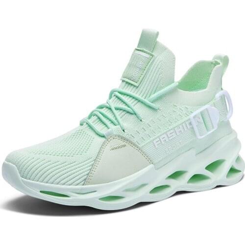 Oversize Summer Light Breathable Men Running Shoes Non-slip Adult Mens Sport Shoes Women Sneakers for Sports Green Gym GMB-0149