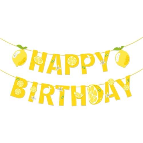 Lemon Party Happy Birthday Banners Wall Hanging Bunting Kids Party Favors Baby Shower Party Decorations
