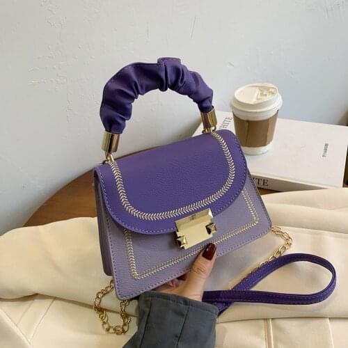 Youth Ladies Simple Versatile Bag Women Pleated Handbags Lattice Pattern Shoulder Tote PU Lady Chain Messenger Bag