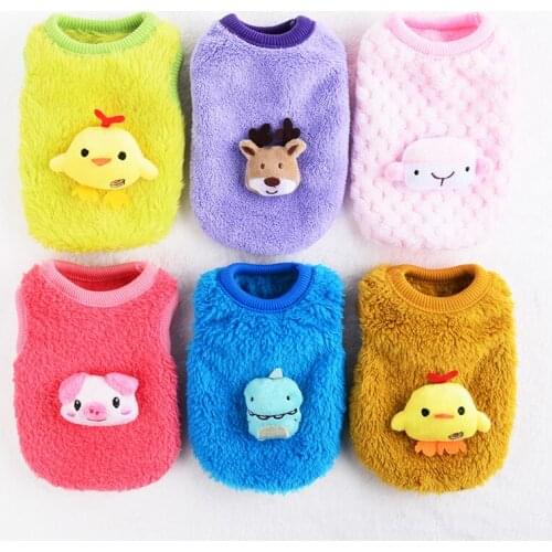 Cartoon Dog Clothes Fleece Puppy Vests Clothing Winter Warm Dog Coat for Small Cats Dogs Soft Pet Clothes Winter