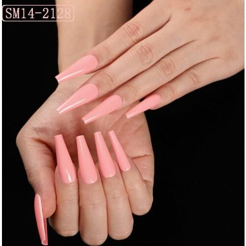 5 Sets Professional Acrylic Nails Kit Super Long Ballet Coffin Fake Nails Salon Craft Decoration False Nails Fingernail Art Tips