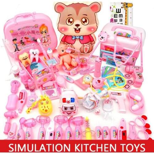 Pink Blue Doctor Toy Set Medical Stethoscope Childrens House Storage Box Simulation Boy Girl Diy Role Play Childrens Toy Gift