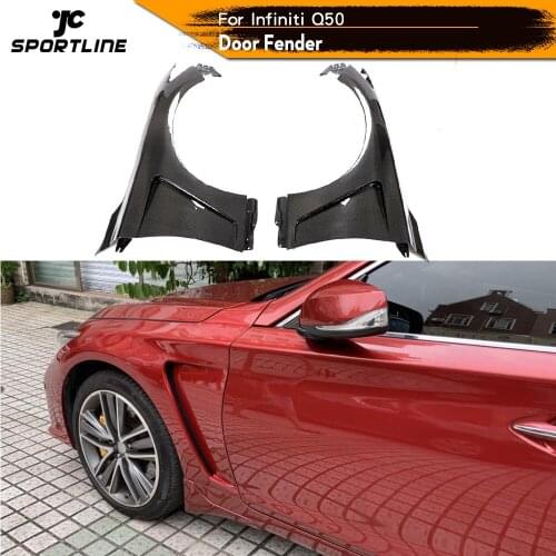 Carbon Fiber Exterior Side Fender Vents Trim Blades For Infiniti Q50 2014 - 2018 Car Front Side Door Fender Vents Trim Cover
