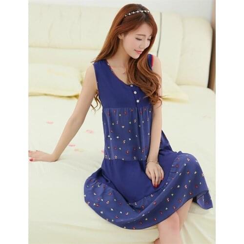 Nightshirt Loose Nightgown Sexy Sleep Shirt Cotton Sleepwear Women sleeveless Summer Home Dress Gown new arrival