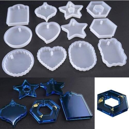 New 12 pcs/set Transparent Silicone Mould Dried Flower Resin Decorative Craft DIY Pendant Mold epoxy resin molds for jewelry