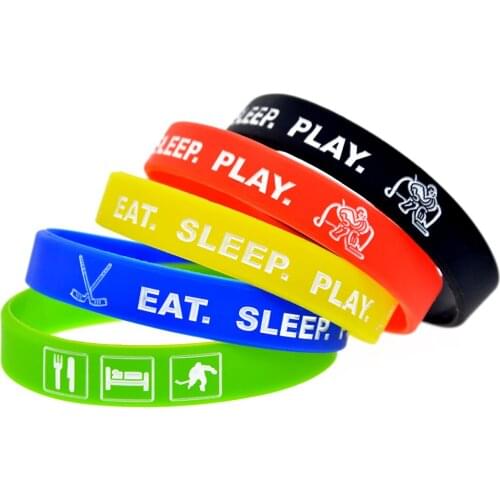 OBH 50PCS Eat Sleep and Play Silicone Wristband Debossed and Filled in Color