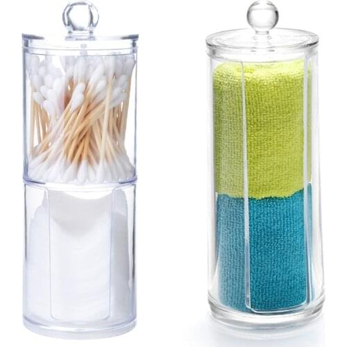 Organizer for Cosmetics Cotton Pads Holder Storage Boxes Bins Acrylic Cosmetic Makeup Storage Organizer Jewelry Swab Box