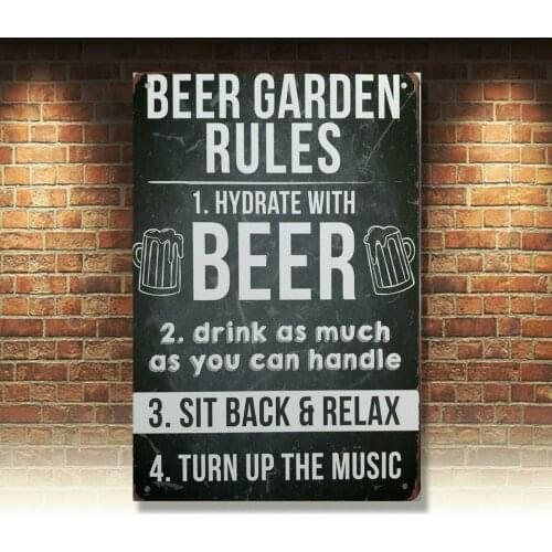 Beer Garden Garage Rustic Look Vintage Tin Signs Man Cave, Shed & Bar Pub Sign
