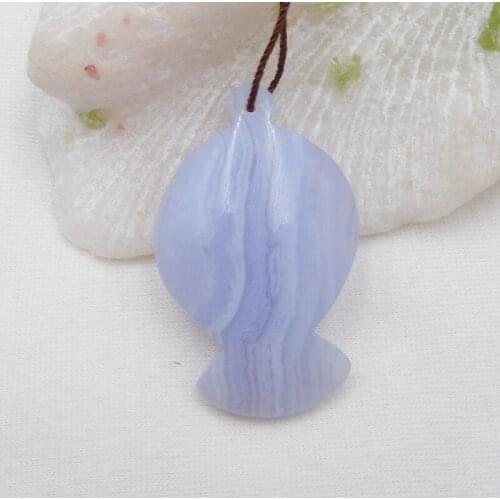 Natural Gemstone Pendant for necklace, blue lace agate handmade pendant,birthday present45x28x8mm12.8g