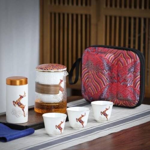Portable Ceramics Tea Sets Travel Living Room Office Traditional Tea Sets Luxury Vintage Jogo De Cha Household Tools DI50CJ