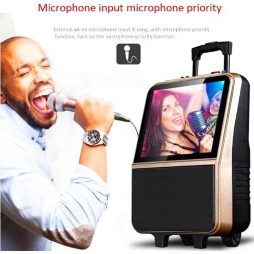 Bluetooth phone sync audio WiFi video player portable karaoke MP3 players portable Pull rod outdoor speaker stereo FM subwoofer
