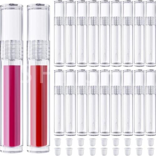 24 pcs 5ml Empty Clear Lip Gloss Tube Plastic Lipstick Vial Balm Pipe Bottle with Rubber Stopper DIY Cosmetic Sample Container