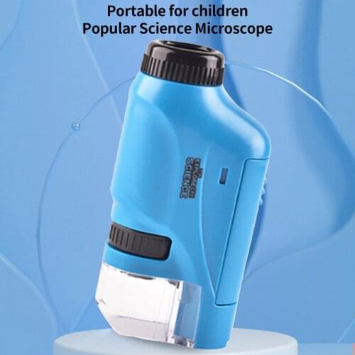 Handheld Microscope Kit Lab LED Light 60X-120X Home School Biological Science Educational Toys Gift For Children Kids