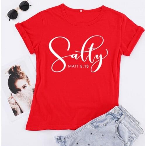 Salty Matthew 5:13 UNISEX Christian Scripture Church Shirt Streetwear Harajuku girl Clothing Cotton O Neck Short Sleeve Top Tees