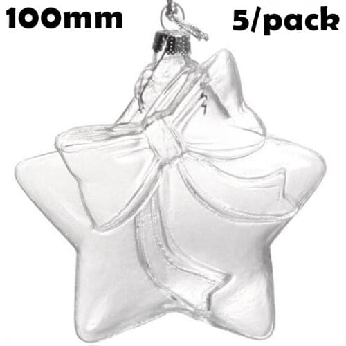 Promotion - DIY Paintable Home Event Garden Glass Christmas Decoration Ornament 100*90mm Glass Bow Star, 5/Pack