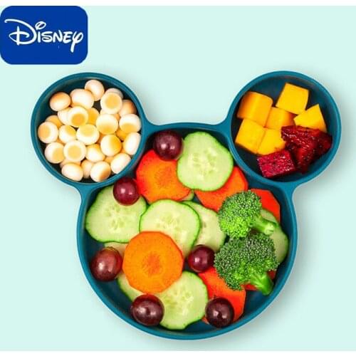 Disney Plate For Kids With Silicone Baby Bowl Suction Feeding Baby Tableware Children Dining Dishes BPA Free