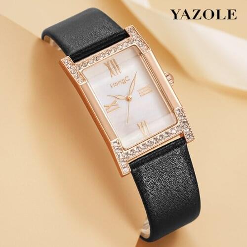 YAZOLE 2021 New Fashion Women Watch Charming Crystals Decoration Rectangle Dial Quartz Wristwatch Female Gifts Relogio Feminino