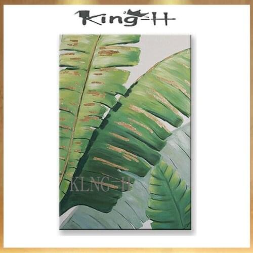 Green picture Green leaves for wall decoration Handmade canvas oil painting acrylic poster for living room bedroom no framed