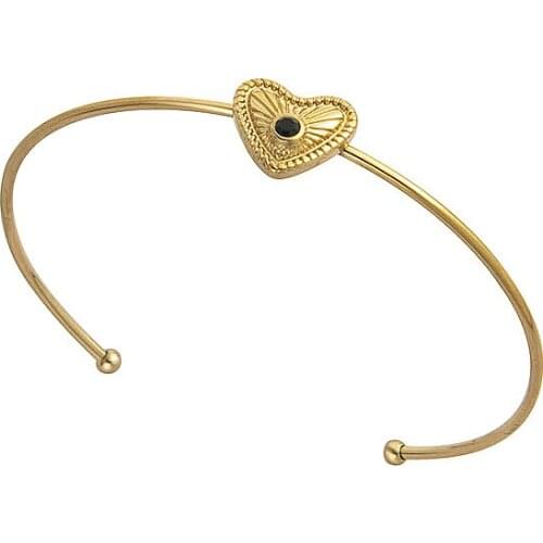 Stainless Steel Jewelry Thin Circle Adjustable Bracelets For Women Gold Heart Round Charm Bangles pulseras mujer Free Shiping