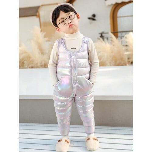 Winter Clothes Boys And Girls Baby Childrens Overalls Colorful Shiny Childrens Jumpsuit 1-5 Years Old