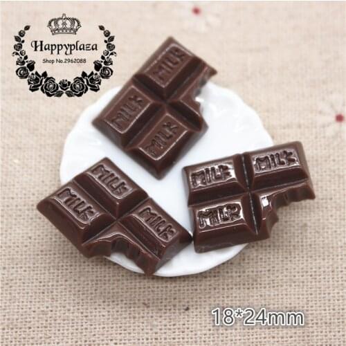 10pcs Cute 3D Resin Chocolate Simulation Miniature Food Art Flatback Cabochon DIY Craft Decoration,18*24mm