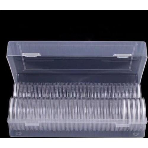 40Coin Capsules (46mm) with 40Foam Gasket and 1 Plastic Storage Box for Coin Collection for 16 20 25 27 30 38 46mm coins #W0